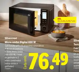 Lidl Silvercrest Micro-ondas Digital 800 W promoção