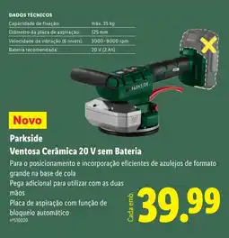 Lidl Parkside Ventosa Cerâmica 20 V sem Bateria promoção