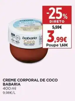 Supercor Creme corporal de coco babaria promoção
