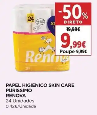 Supercor Papel higiénico skin care purissimo renova promoção