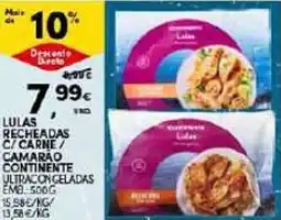 Continente Lulas recheadas c/carne/ camarao continente ultracongeladas promoção