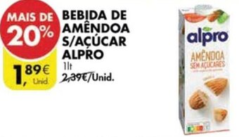 Pingo Doce Bebida de Amêndoa S/Açúcar Alpro 1lt promoção