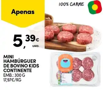 Continente Mini hamburguer de bovino kids continente promoção
