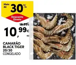 Continente Camarão black tiger 20/30 congelado promoção