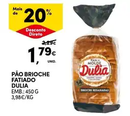 Continente Pão brioche fatiado dulia promoção