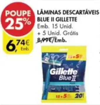 Pingo Doce Lâminas Descratáveis Blue II Gillette 15+5 unid promoção