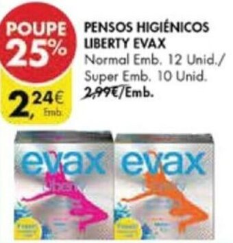 Pingo Doce Pensos Higiénicos Liberty Evax Normal-12 unid/Super-10 unid promoção
