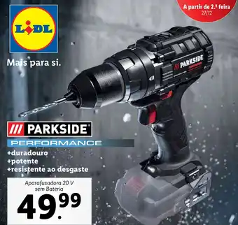 Lidl Parkside Performance Aparafusadora sem Bateria 20V promoção