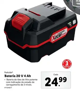 Lidl Parkside Bateria 20V 4 Ah promoção