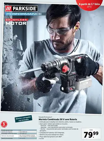 Lidl Parkside Performance Martelo Combinado sem Bateria 20V promoção