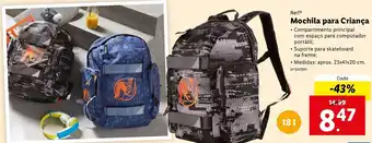 Lidl Nerf Mochila para Criança 23x41x20cm promoção