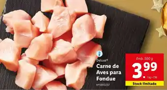 Lidl Deluxe Carne de Aves para Fondue 500g promoção