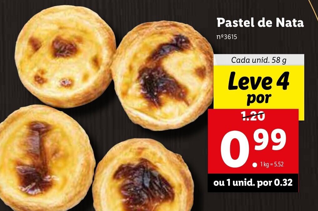 Promoção Pastel de Nata 58g em Lidl