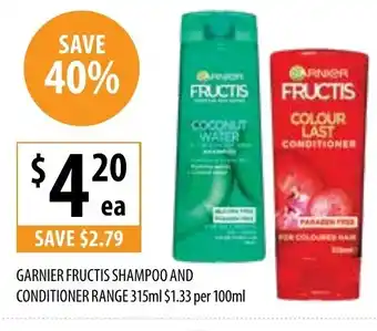 Lidl Garnier Fructis Shampoo and Conditioner Range 315ml promoção