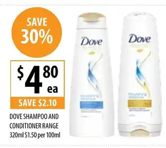 Lidl Dove Shampoo and Conditioner Range 320ml promoção
