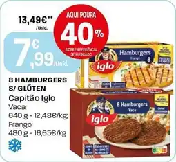 Intermarché 8 hamburgers s/ glúten Capitão Iglo promoção