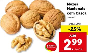 Lidl Nozes Nacionais com Casca 500g promoção