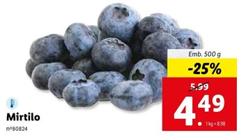 Lidl Mirtilo 500g promoção