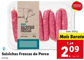 Lidl Salsichas Frescas de Porco 500g promoção