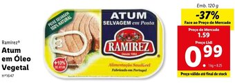 Lidl Ramirez Atum em Óleo Vegetal 120g promoção