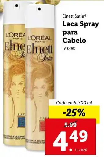 Lidl Elnett Satin Laca Spray para Cabelo 300ml promoção
