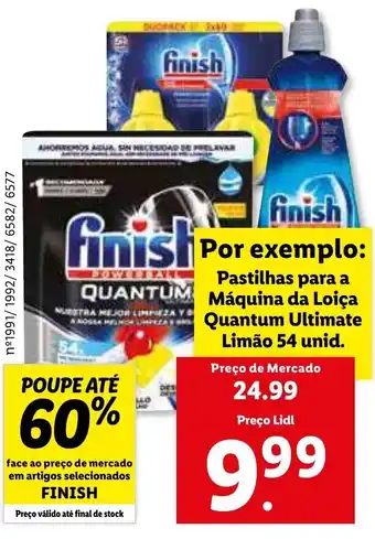 Lidl Finish Pastilhas para a Máquina da Loiça Quantum Ultimate Limão 54 Unid promoção