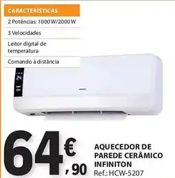 E.Leclerc Aquecedor de parede cerâmico infiniton promoção