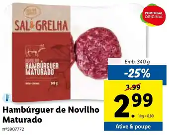 Lidl Hambúrguer de Novilho Maturado 340g promoção