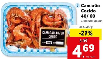 Camarão Cozido 40/60 500g