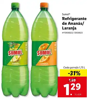 Lidl Sumol Refrigerante de Ananás/Laranja 1,75L promoção