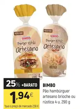 Coviran BIMBO Pão hambúrguer artesano brioche ou rústica promoção