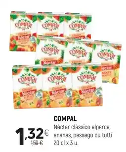 Coviran COMPAL Néctar clássico alperce, ananas, pessego ou tutti promoção