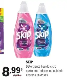 Coviran SKIP Detergente líquido ciclo€ curto anti-odores ou cuidado curto anti-odores ou cuidado express promoção