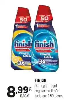 Coviran FINISH Detergente gel regular ou limão tudo em 150 doses promoção
