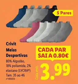 Lidl Crivit Meias Desportivas promoção