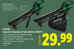 Lidl Parkside Aspirador/Soprador de Folhas Elétrico 2600 W promoção
