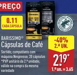 ALDI BARISSIMO Cápsulas de Café promoção