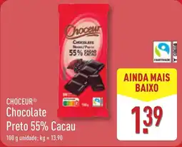ALDI CHOCEUR Chocolate Preto 55% Cacau promoção