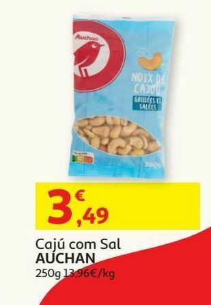 Auchan Cajú com sal auchan 250g promoção