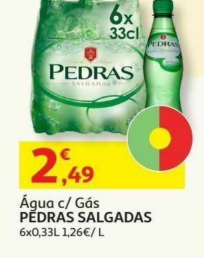 Auchan Agua c/gas pedras salgadas:pet 6x0.33 l promoção