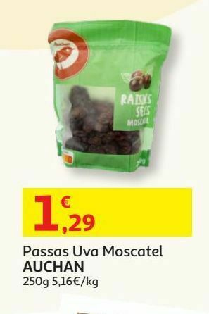 Auchan Passas uva moscatel auchan:250g promoção