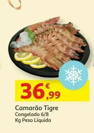 Auchan Camarão tigre congelado 6/8:kg de peso liquido promoção