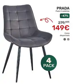 Homy Casa PRADA Pack 4 cadeiras promoção