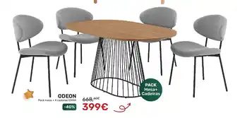 ODEON Pack mesa + 4 cadeiras EMMA