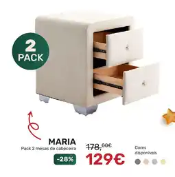 Homy Casa MARIA Pack 2 mesas de cabeceira promoção