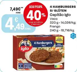 Intermarché 4 hamburgers s/glúten Capitão Iglo promoção