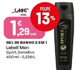 Intermarché GEL DE BANHO 2 EM 1 Labell Men promoção
