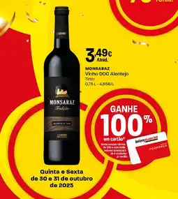 Intermarché MONSARAZ Vinho DOC Alentejo promoção