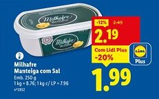 Lidl Milhafre Manteiga com Sal promoção