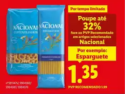 Lidl Nacional Esparguete promoção